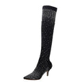 Crystal Rhinestone Stretch Sock OTK Boots | Stiletto | 7cm & 12cm