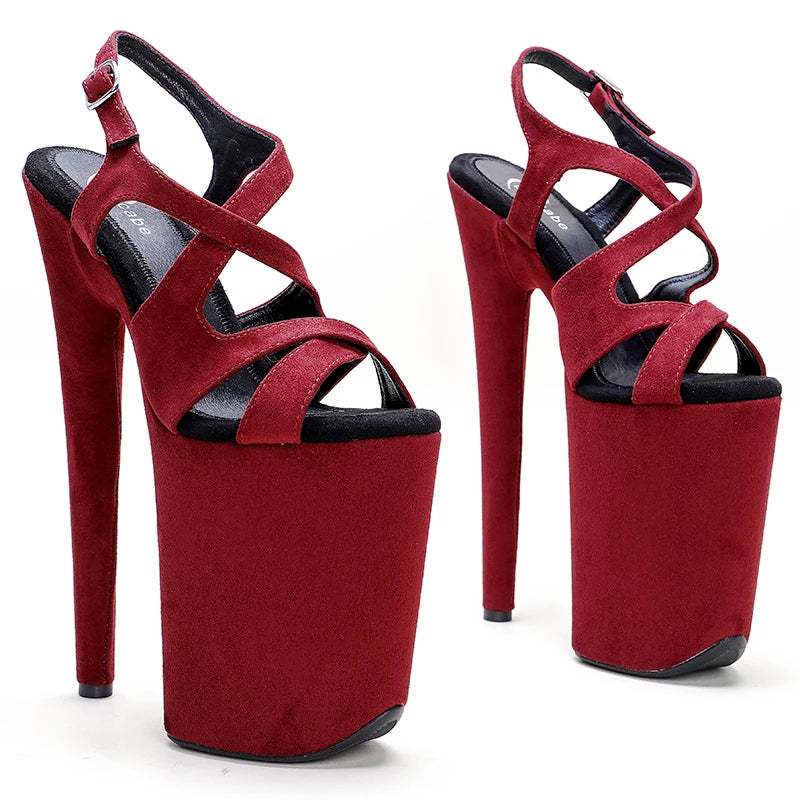Suede Platform Pole Dance Sandals – 9-Inch High Heel Stage Shoes