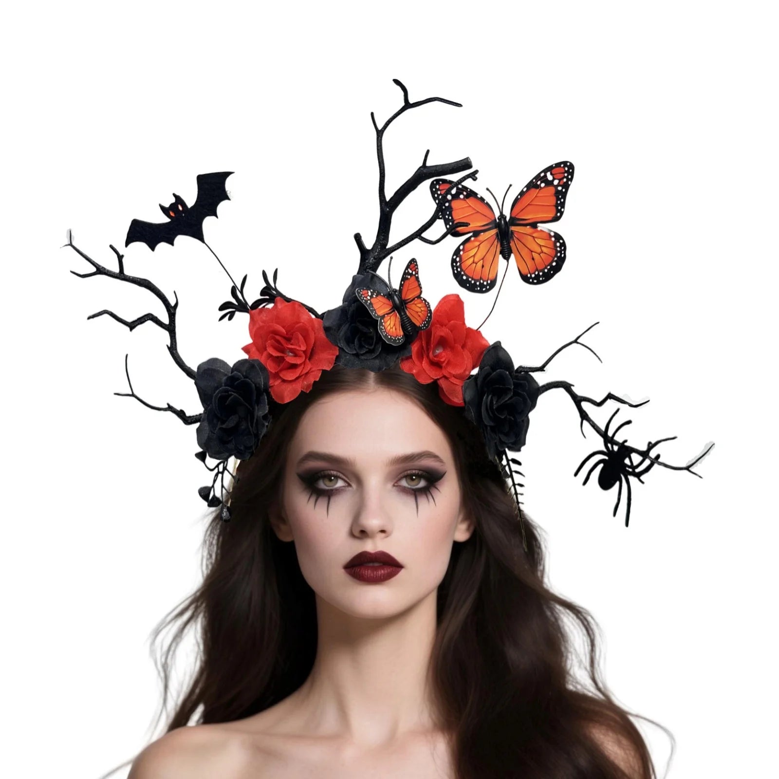 Gothic Forest Headpiece | Branches, Roses & Bats | 2 Styles