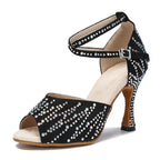 Crystal Latin Dance Heels | Suede | Multi-Color & Height