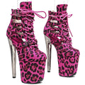 Leopard Print Platform Ankle Boots - 20cm Ultra High Heels for Pole Dance