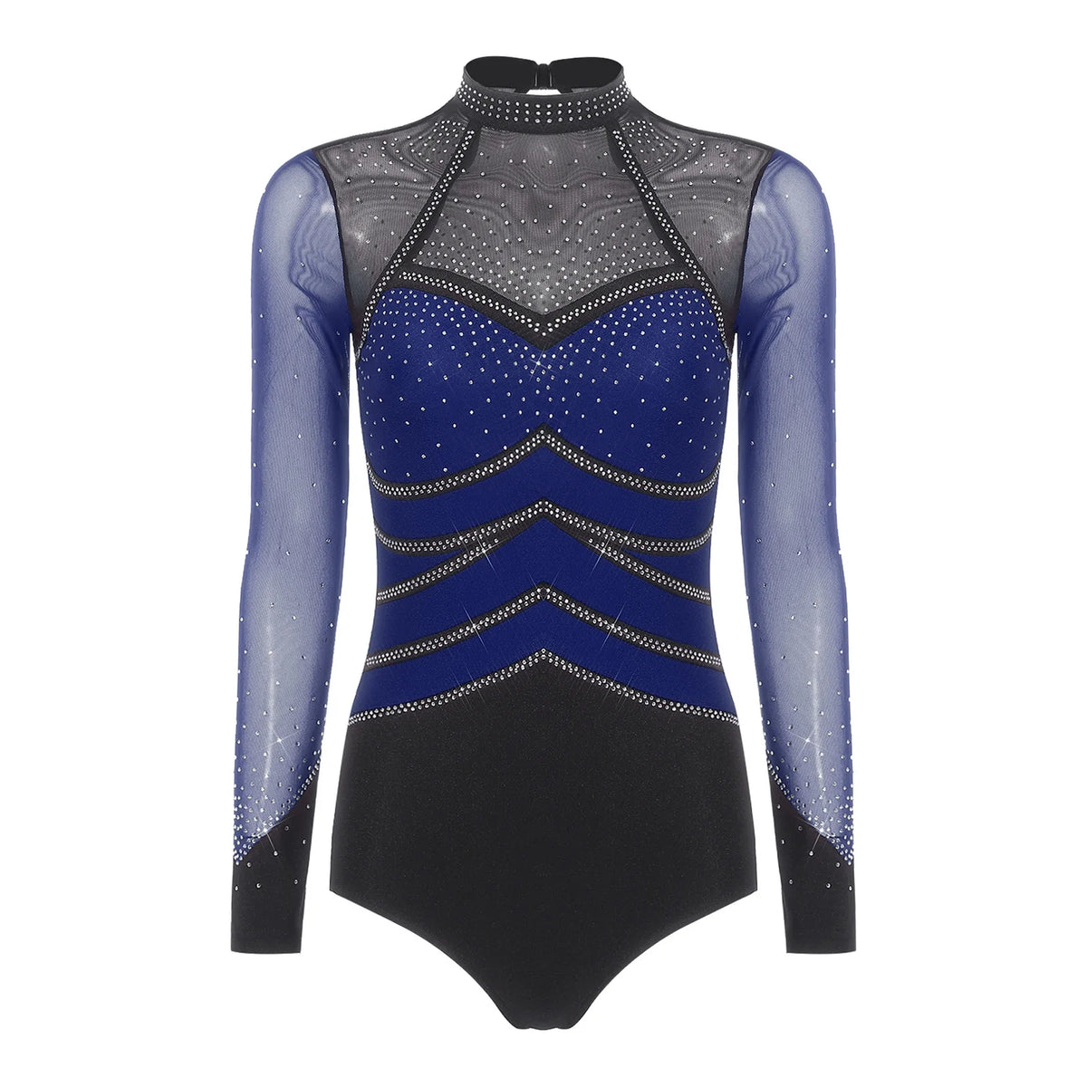 Prism Rhinestone Mesh-Sleeve Performance Leotard