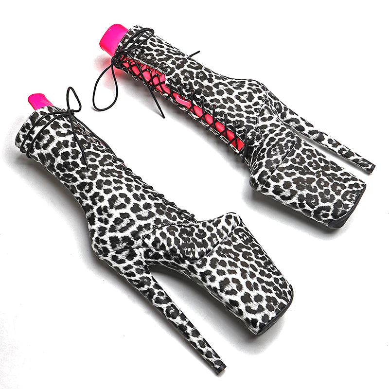 9-Inch Leopard Print Ankle Boots - High Heel Performance Boots