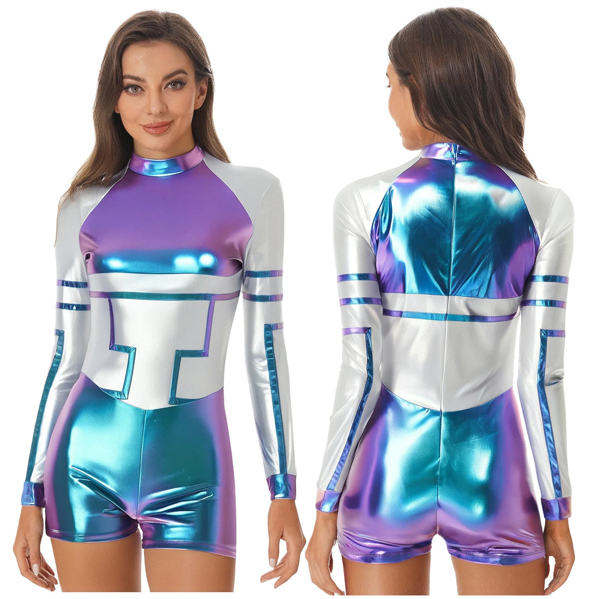 Metallic Space Romper | Long Sleeves