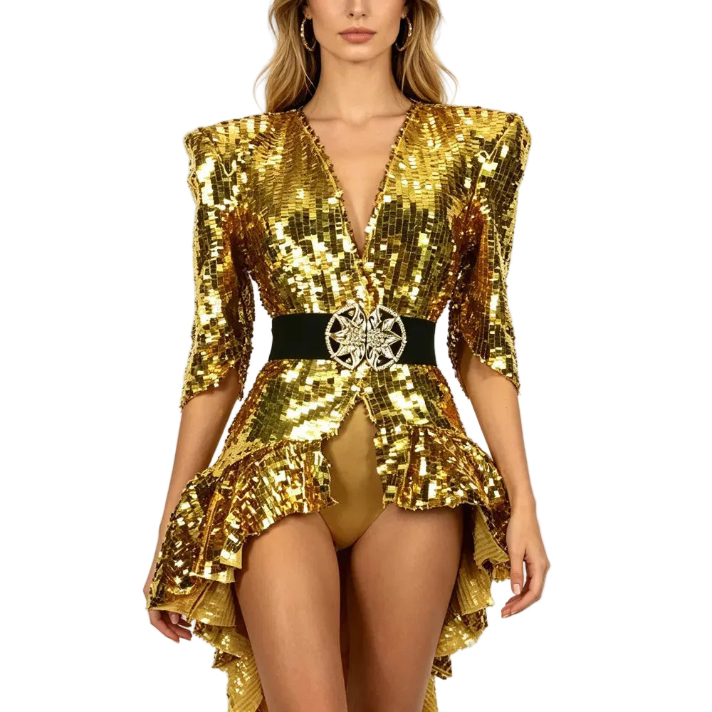 Sequin High-Low Tailcoat | Belt Included