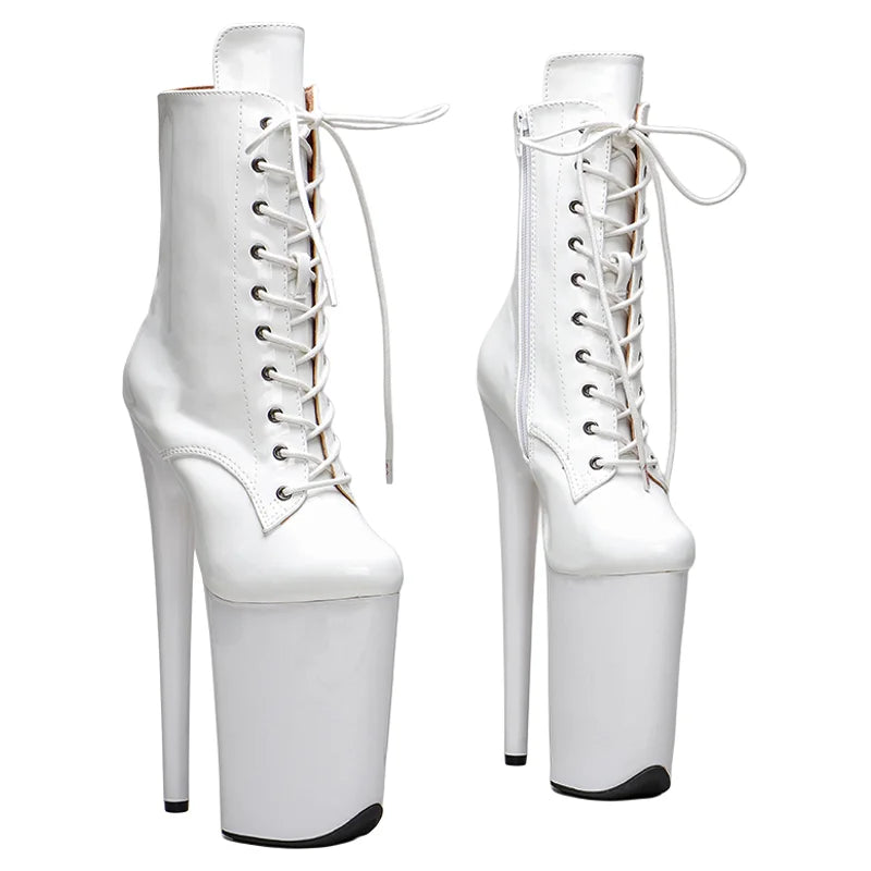 9-Inch Patent Platform Ankle Boots - High Heel Performance Boots