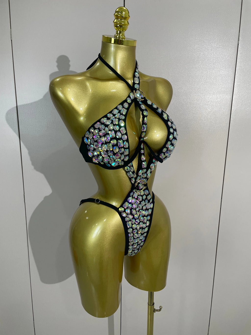 Crystal Diamond Cut-Out Bodysuit | Handmade | XS–L
