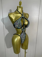 Crystal Diamond Cut-Out Bodysuit | Handmade | XS–L