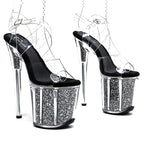 8-Inch Clear Platform Sandals - Backstrap High Heel Performance Shoes