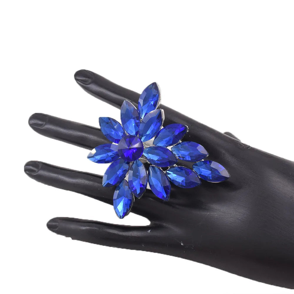 Gemstone Flower Cocktail Ring | Adjustable | 6.5cm