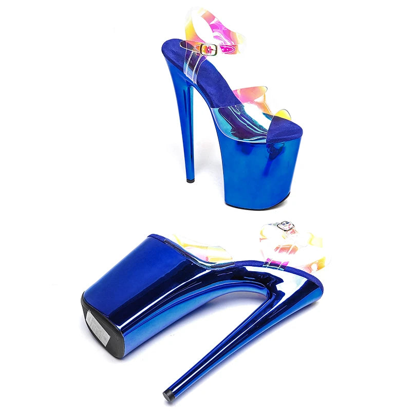 Holographic Clear Platform Sandals - 23cm Pole Dance Heels