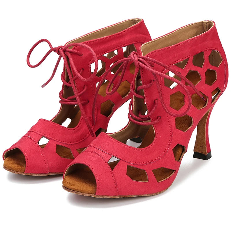 Women's Suede Latin Dance Heels | Rumba Salsa Tango | Cuban Heel