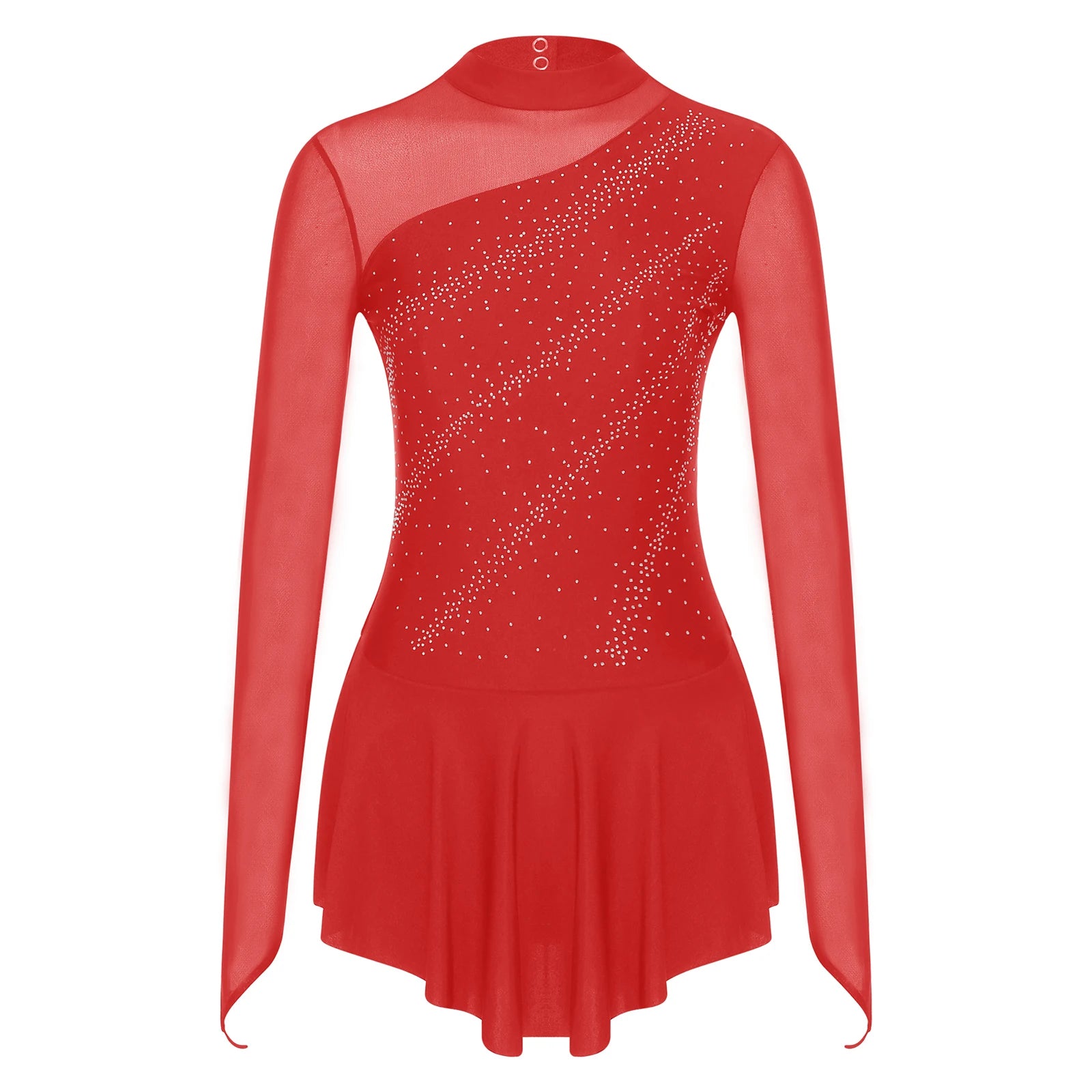 Women's Rhinestone Ruched Dance Dress | Sleeveless | Ballet & Figure Skating