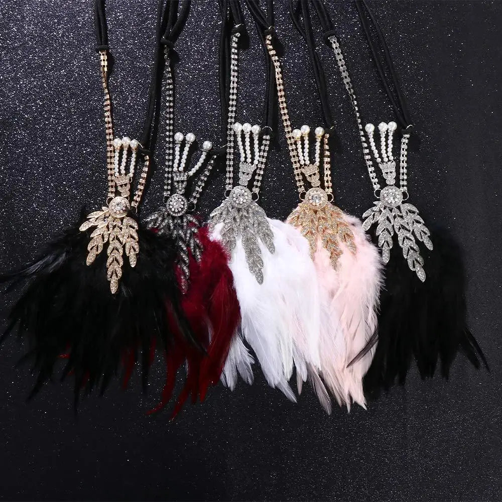 1920s Gatsby Feather Headband | Rhinestone & Pearl | 6 Styles