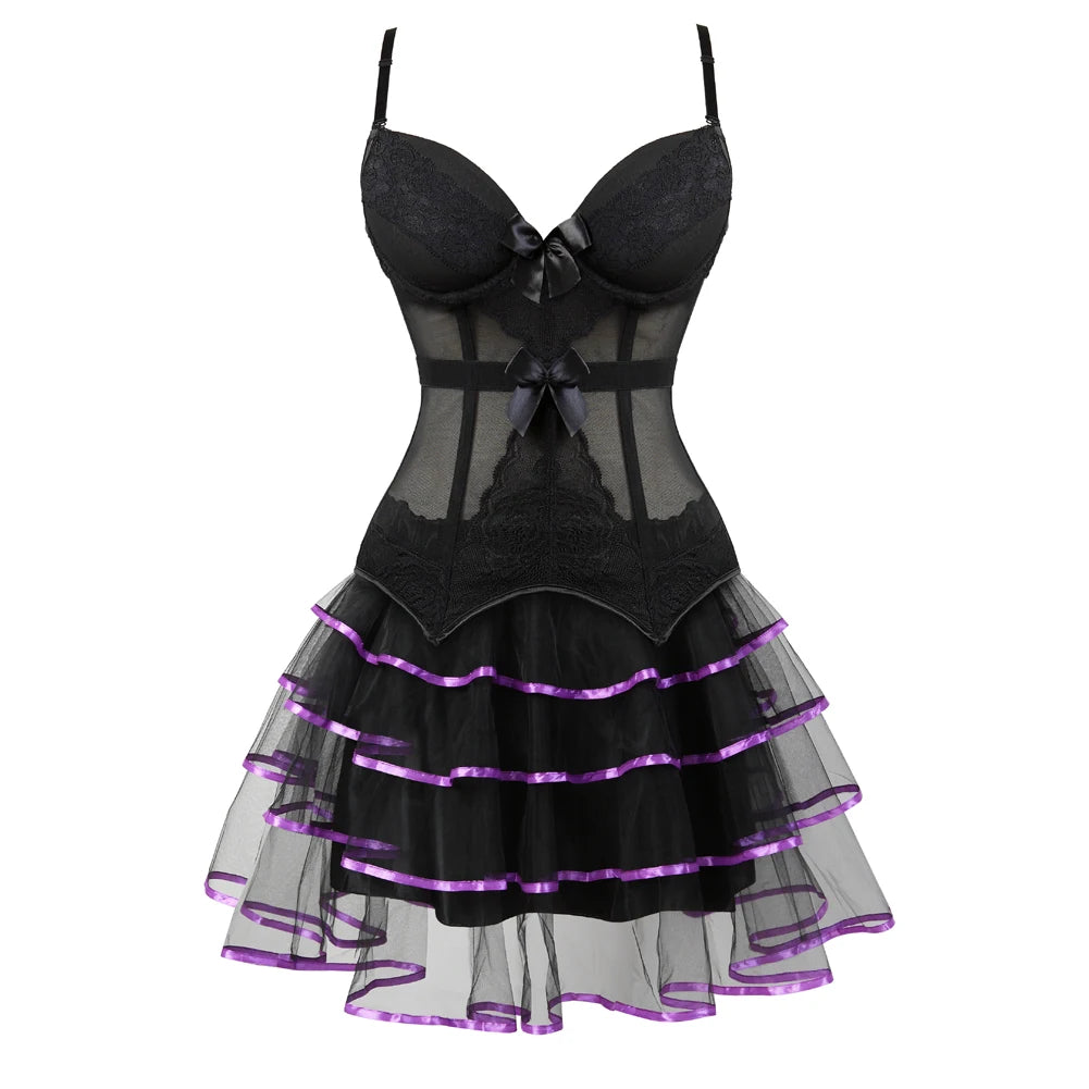 Overbust Corset & Tutu Skirt Set | Straps Cup | Burlesque