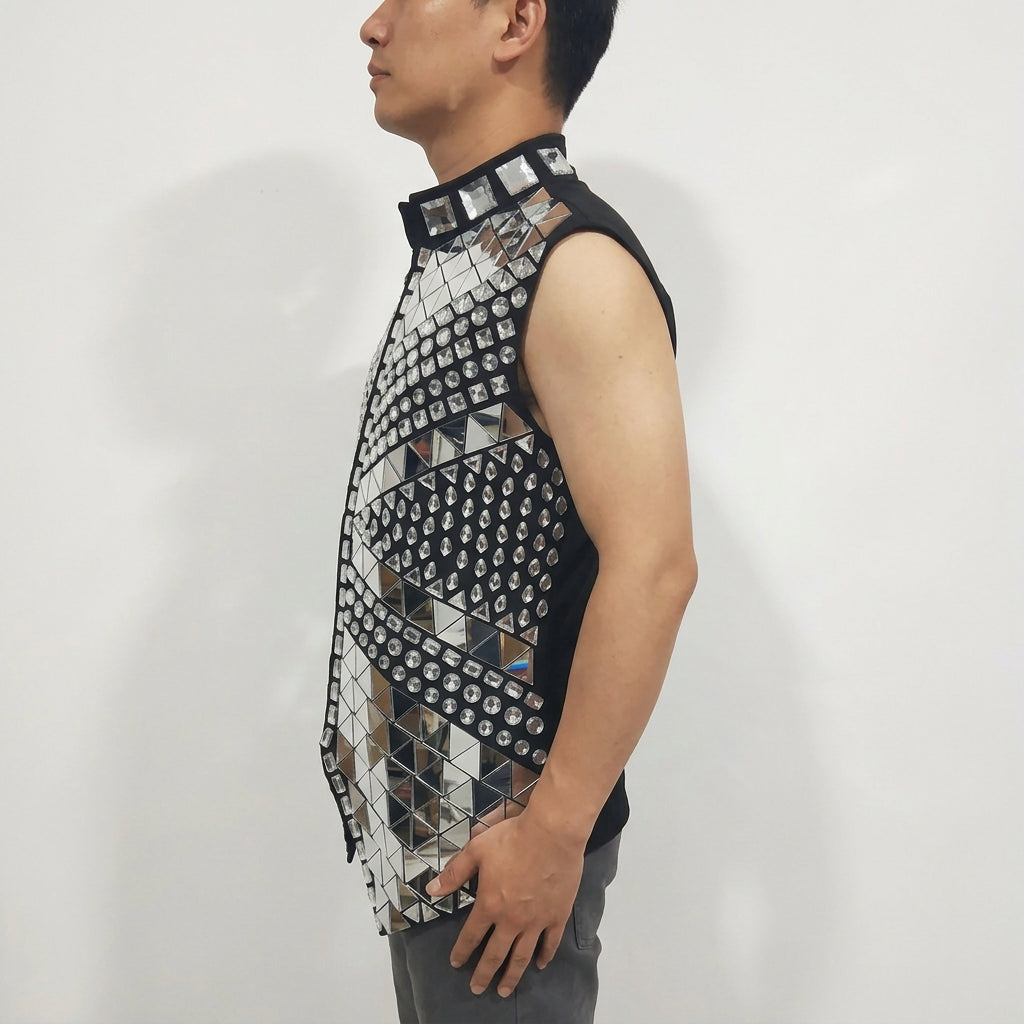 Men’s Mirror-Effect Vest | High Collar