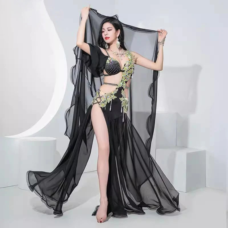 Egyptian Belly Dance Costume | Rhinestone Bra & Chiffon Skirt