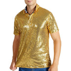 Men's Sequin Polo Shirt | Short Sleeve | Stage