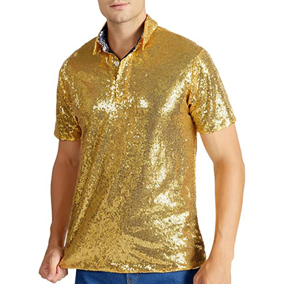 Men's Sequin Polo Shirt | Short Sleeve | Stage