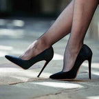 Velvet Stiletto Pump | Pointed Toe | Slip-On