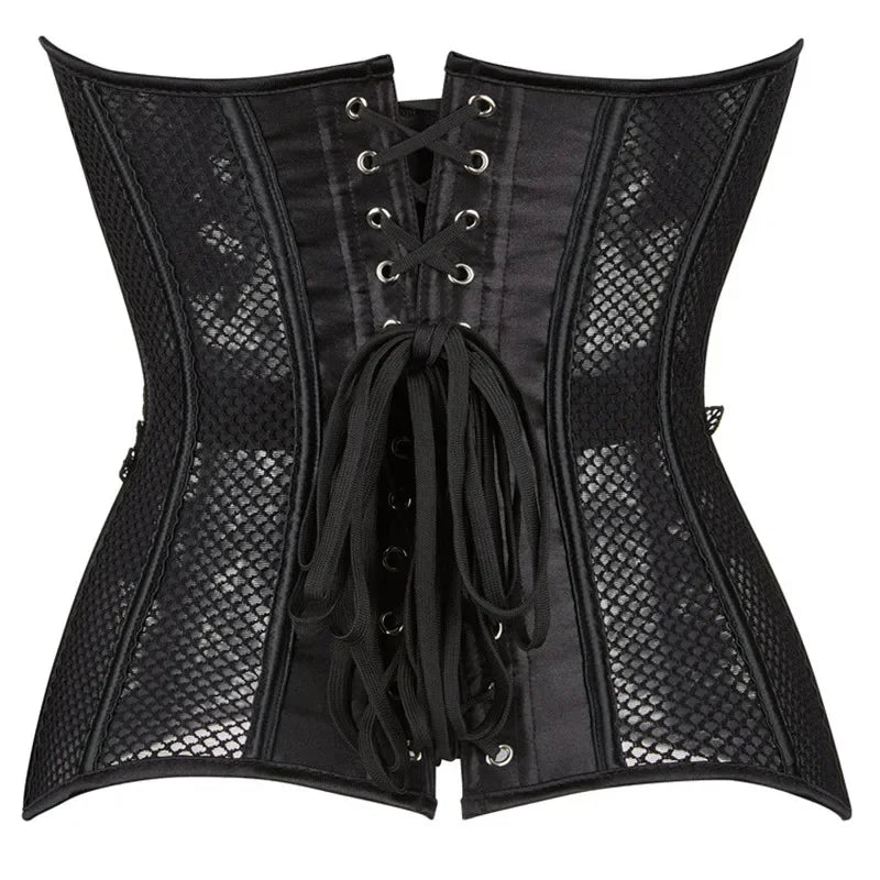 Mesh Underbust Corset | 16-Bone | Hollow Out | Plus Size