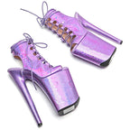 9-Inch Holographic Snake Ankle Boots