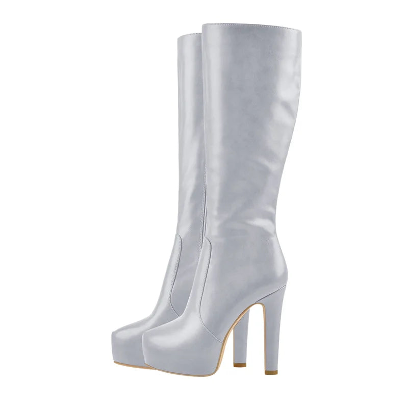 Platform Knee-High Boots — High Heel Zipper Boots for Performers
