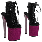 8-Inch Glitter Ankle Boots - Lace-Up Dance Boots