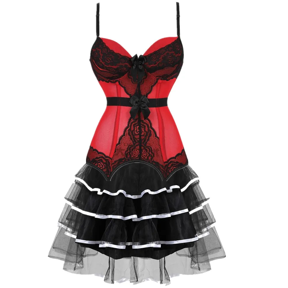 Overbust Corset & Tutu Skirt Set | Straps Cup | Burlesque