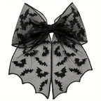 Gothic Hair Bow | Black Mesh Tails