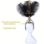 Rhinestone Showgirl Headpiece | Ostrich Feather Plume | 10 Colours | Adjustable