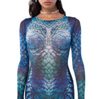 Women's Mermaid Print Gown | Fishtail | Long Sleeve