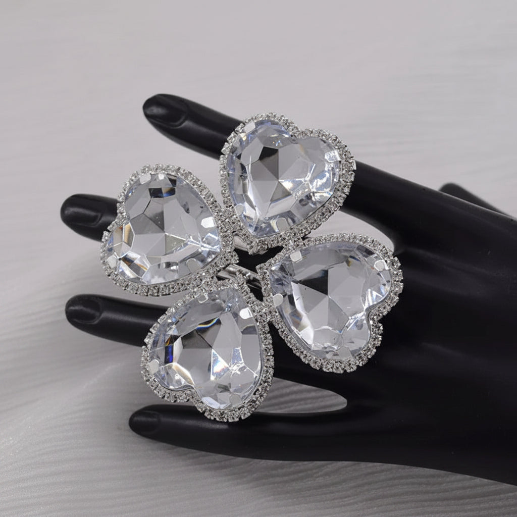 Crystal Clover Statement Ring | Adjustable