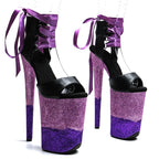 9-Inch Matte Glitter Platform Sandals - Open Toe Dance Heels