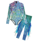 Mermaid Fish Scale Bodysuit & Fringe Leggings Set