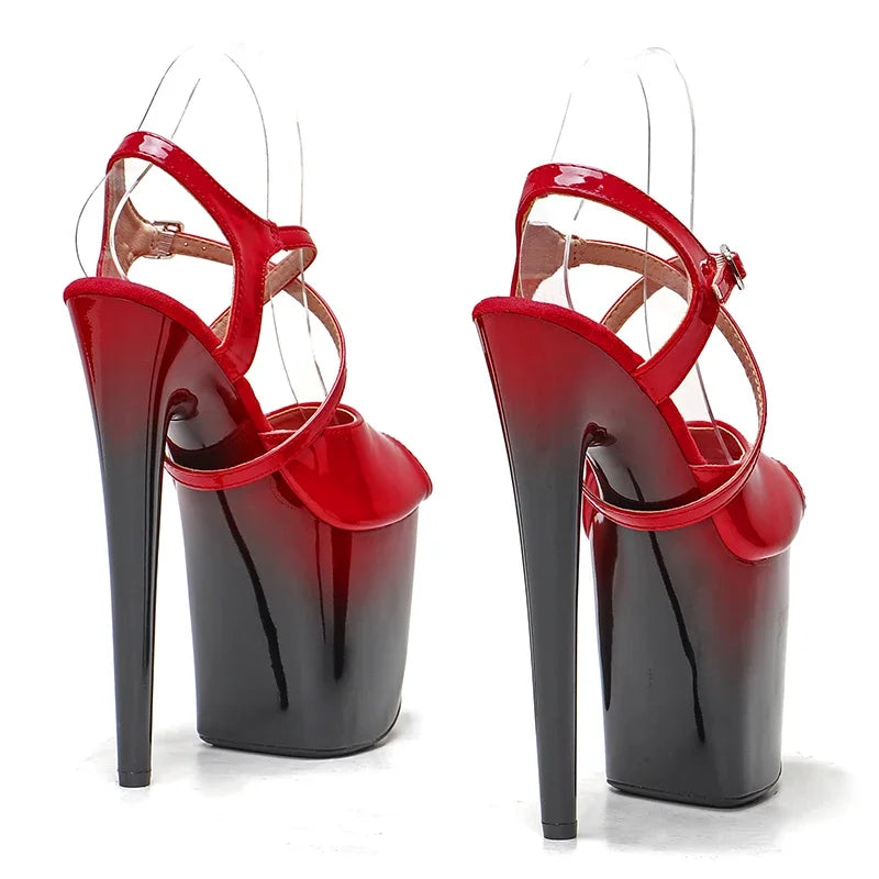 Patent Platform Cut-Out Sandals - 8 Inch Trendy Pole Dance Heels