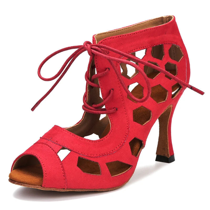 Women's Suede Latin Dance Heels | Rumba Salsa Tango | Cuban Heel