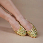 Sequin Belly Dance Slippers | Flat Soft Sole | Gold & Silver