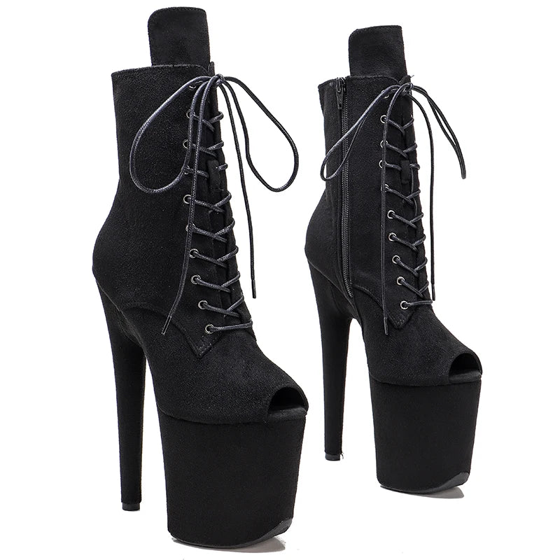 8-Inch Suede Open-Toe Platform Boots