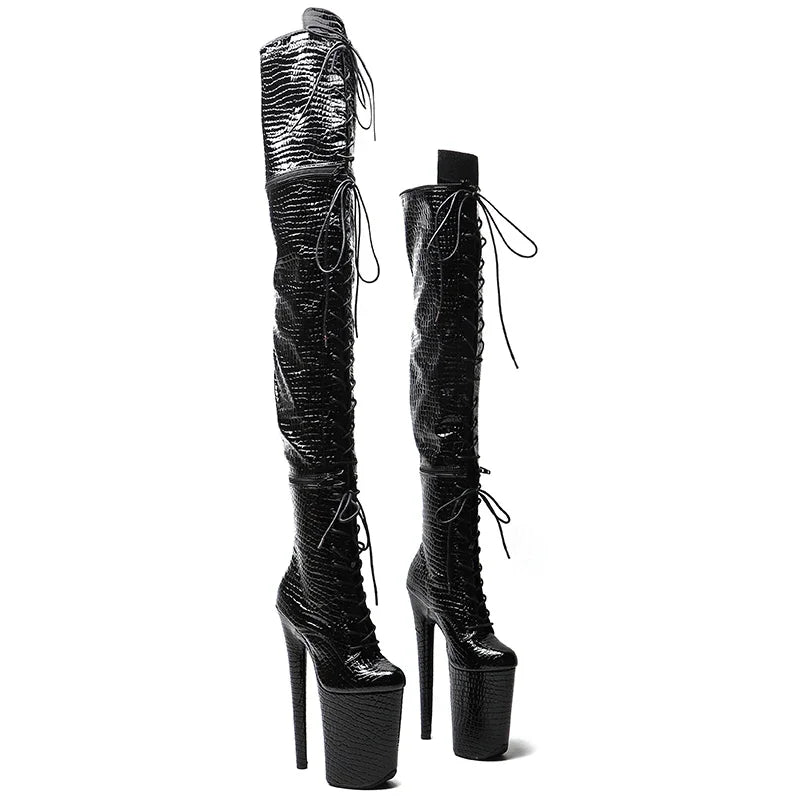 3-in-1 Convertible Thigh-High Platform Boots – 9-Inch Extreme Heel