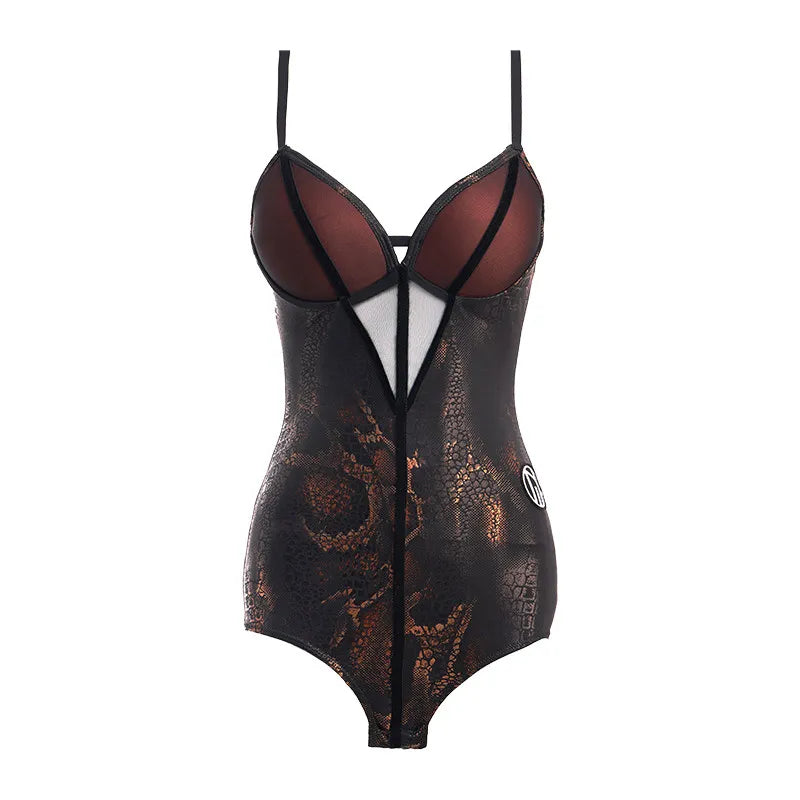 Latin Dance Costume | Mesh Bodysuit Top & Skirt Set