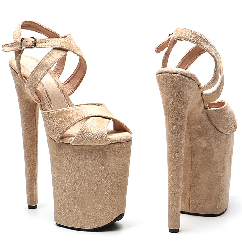 Suede Open-Toe Platform Sandals – High Heel Pole Dance Shoes