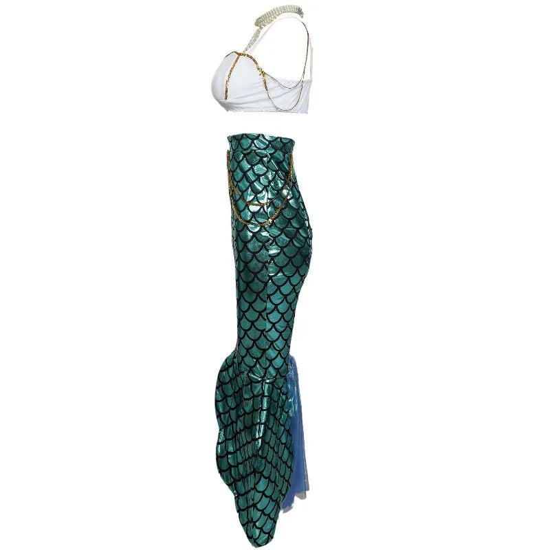 Mermaid Costume | Fish Scale Sequin Gown | Top & Skirt Set