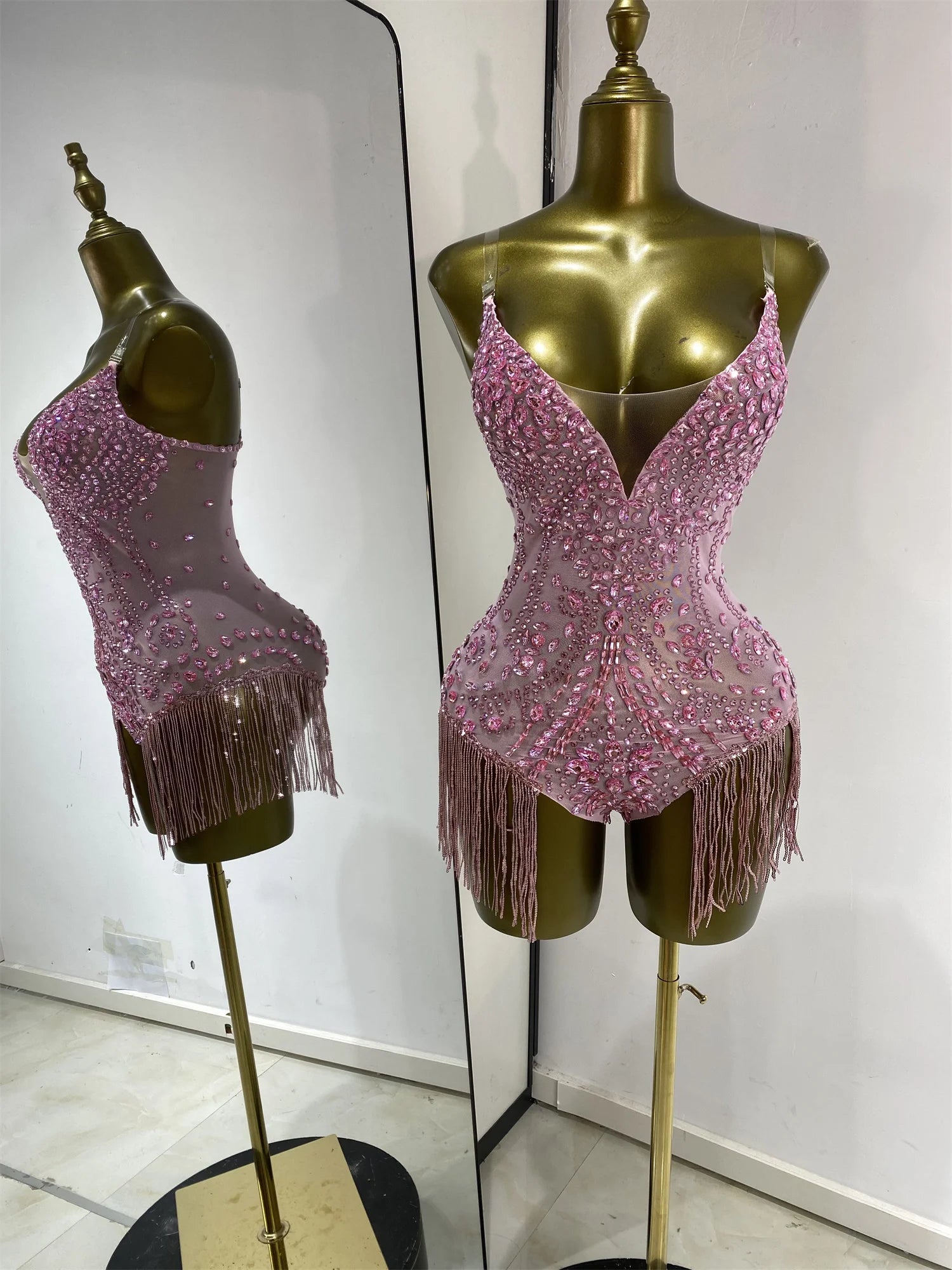 Rhinestone Tassel Bodysuit | Burlesque Performance | 3 Colors