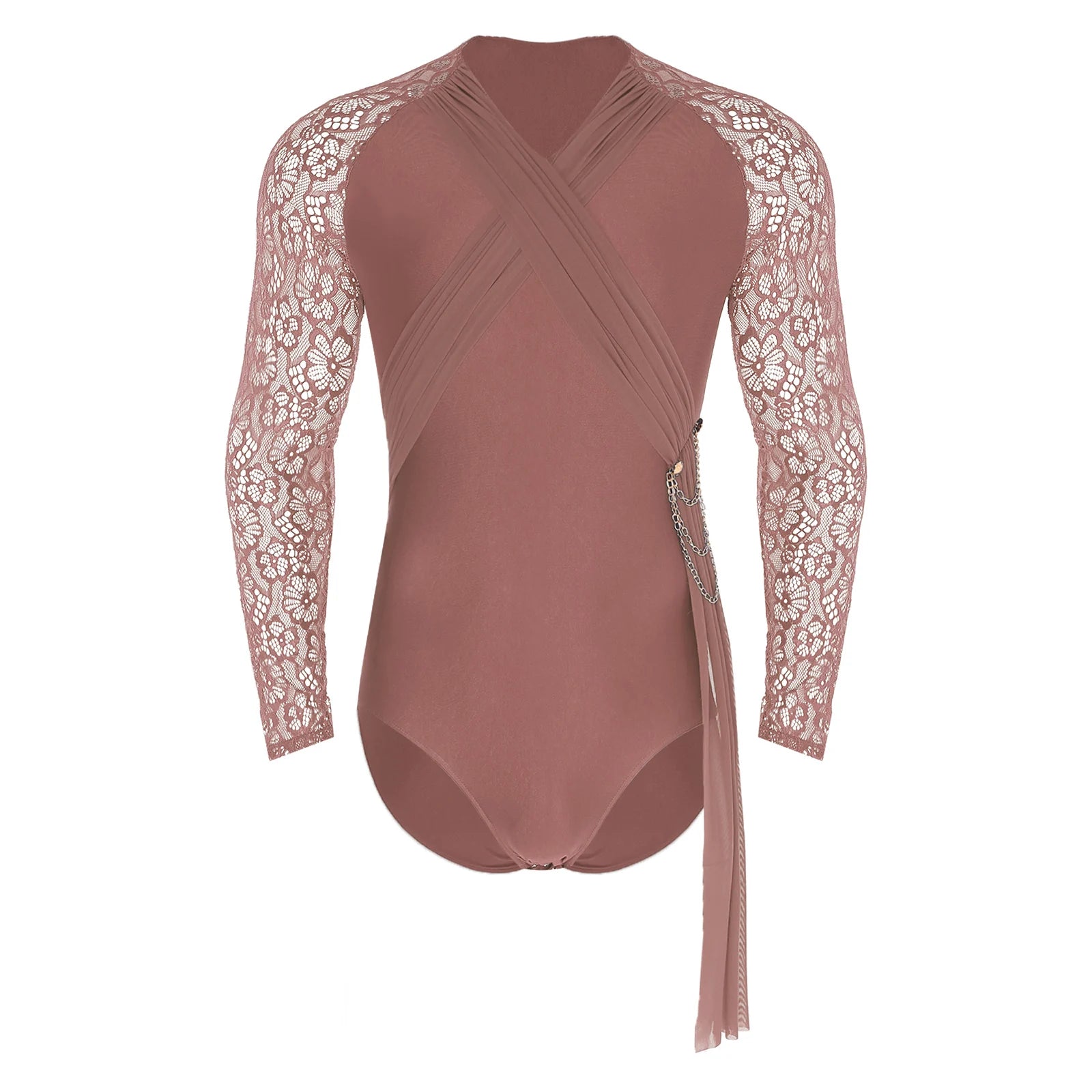 Men's Rhinestone Dance Leotard | Long Sleeve | Latin & Figure Skating
