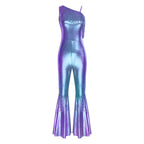 Women's Metallic Disco Jumpsuit | One Shoulder | Bell Bottom