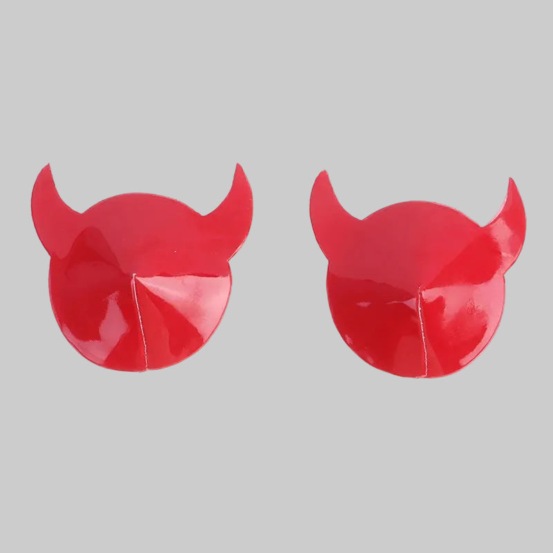 Unleash Your Inner Imp: Fiery Devil Horn Nipple Pasties for Stage & Beyond!