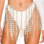 Rhinestone Tassel Chain Mini Skirt