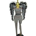 Zebra Stripe Stage Jumpsuit | Feather Trim | S–XL