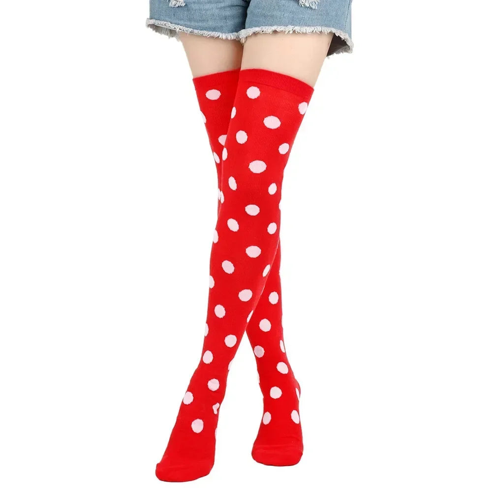 Striped & Polka Dot Thigh-High Stockings | Over-Knee | 27 Colors